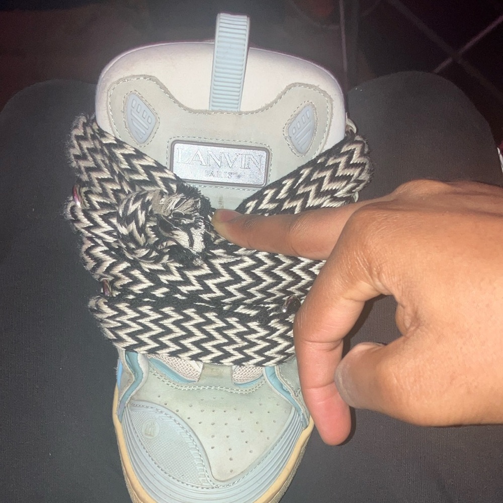 Lanvin designer Unique High-Top Sneakers with Patterned Laces